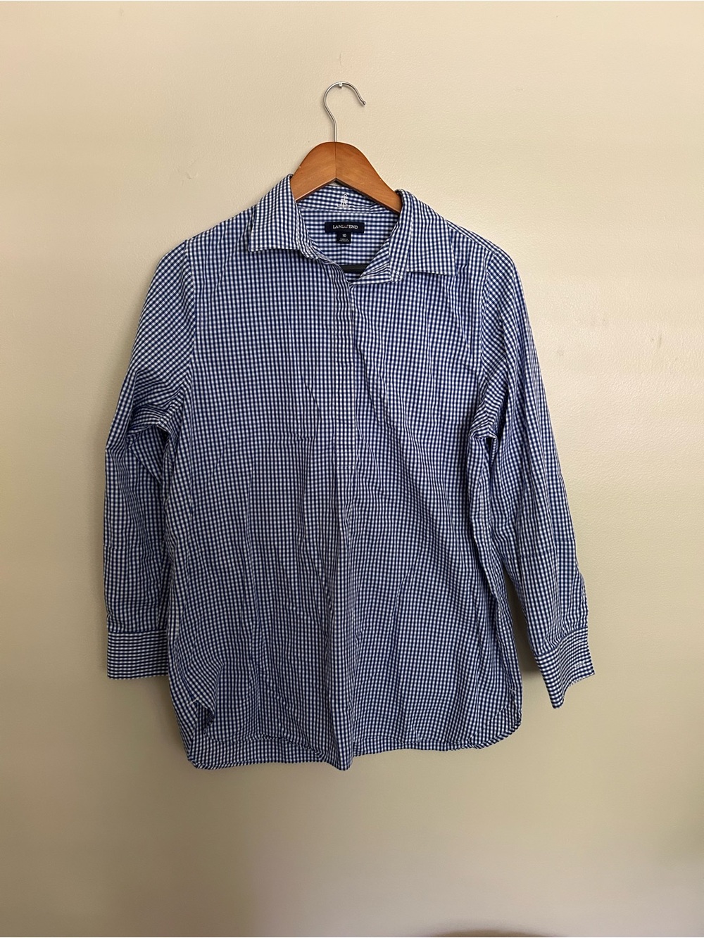 Lands' End Blue Gingham blouse - Picture 7 of 7